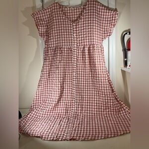 SHEIN Curve Rust and White Gingham Button-Front Dress Size 3XL Lightweight New
